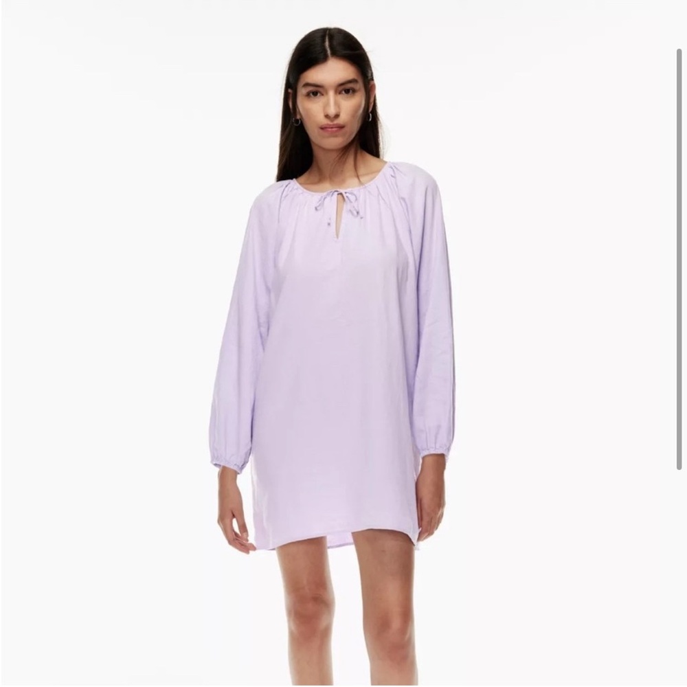 NWT Aritzia Dote Linen Lavender Long Sleeve Dress